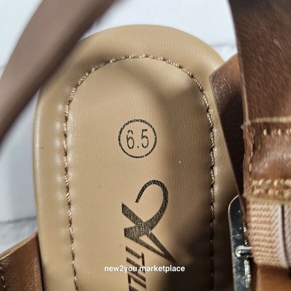 Athlefit women's wedge sandals Brown and tan and white size 6.5 - Picture 4 of 7